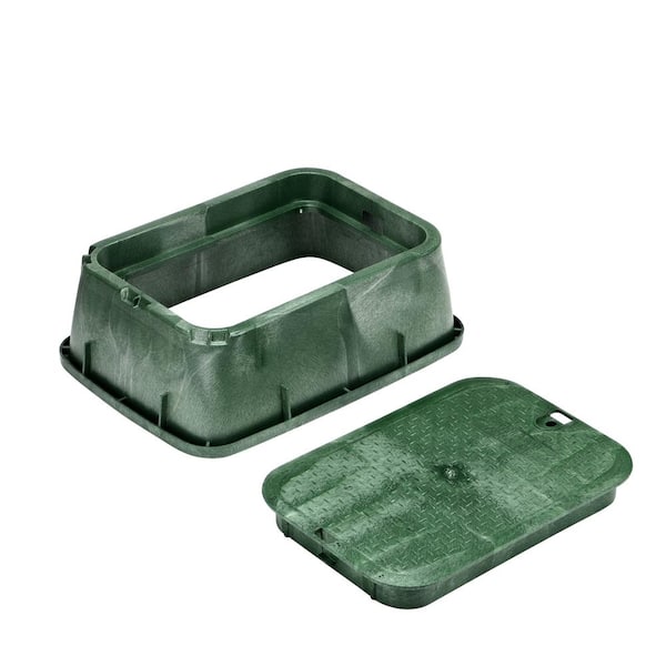 14 in. X 19 in. Rectangular Standard Series Valve Box Extension & Cover, 6-3/4 in. Height, Green Box, Green ICV Cover
