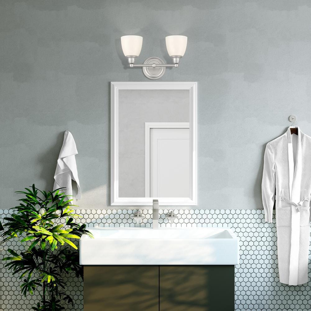 Somerville Brushed Nickel 2-Light Vanity with Satin Opal White Glass