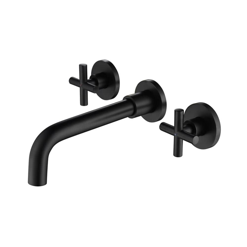 PROOX 2-Handle Wall Mount Bathroom Faucet in Matte Black PR-B1905