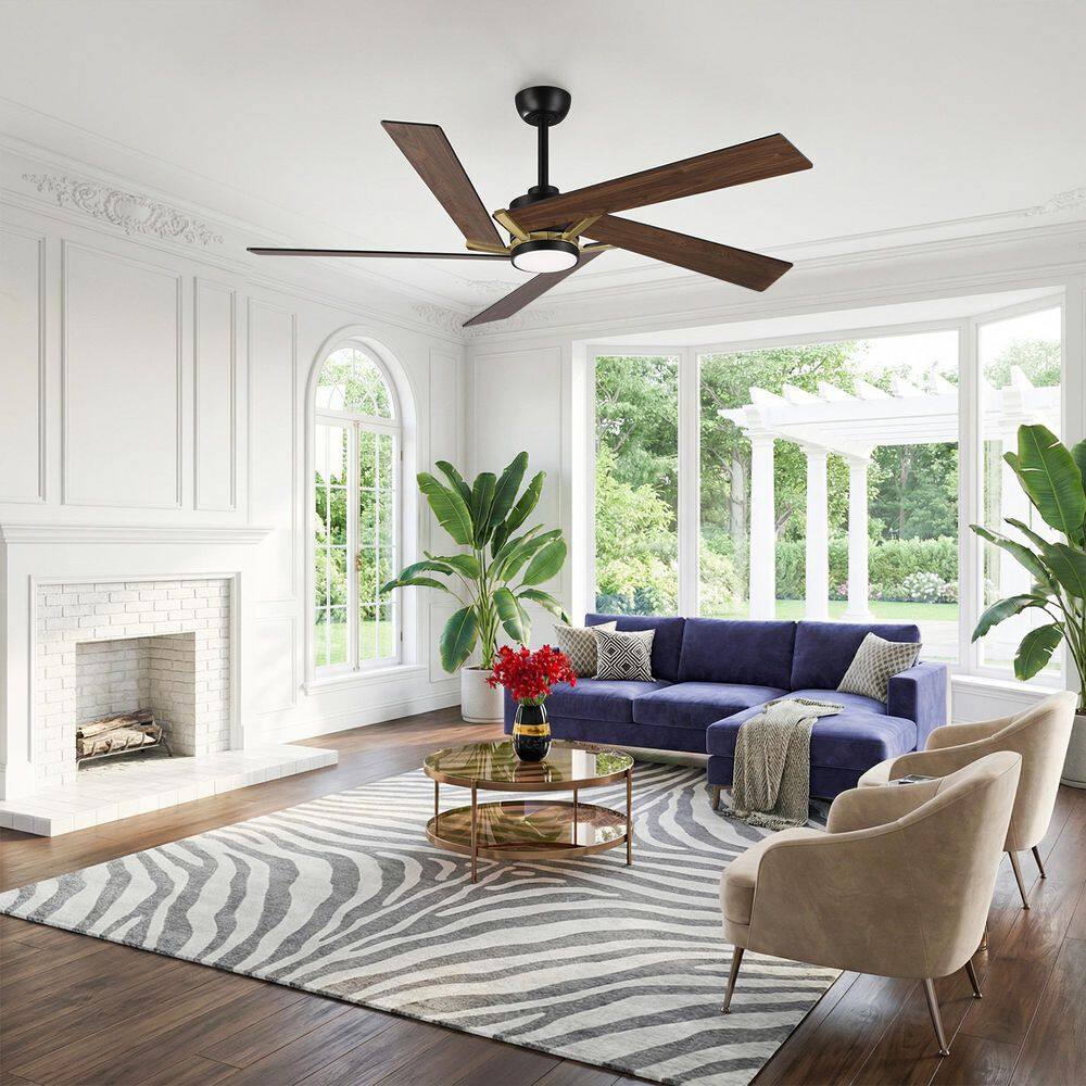 60 in. Matte Black Downrod Mount Standard Ceiling Fan with Light Kit and Remote Control price history on PriceWatchPro