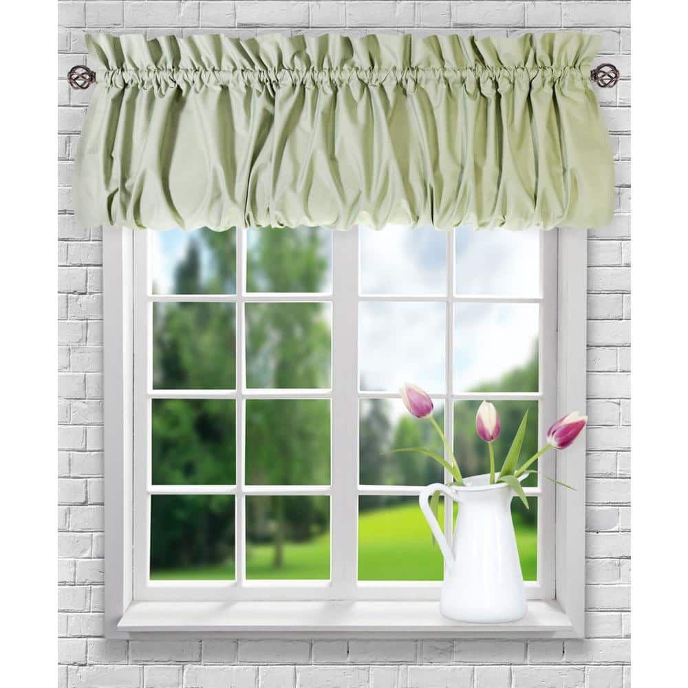 Sage Green Polyester Cotton Balloon Valance with Rod Pocket