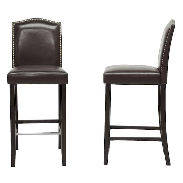 Baxton Studio Libra Dark Brown Faux Leather Upholstered 2-Piece Bar Stool  Set 2PC-4297-HD - The Home Depot