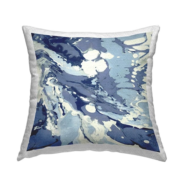 Stupell Industries Modern Blue Marbled Shapes Blue Square Outdoor Throw Pillow