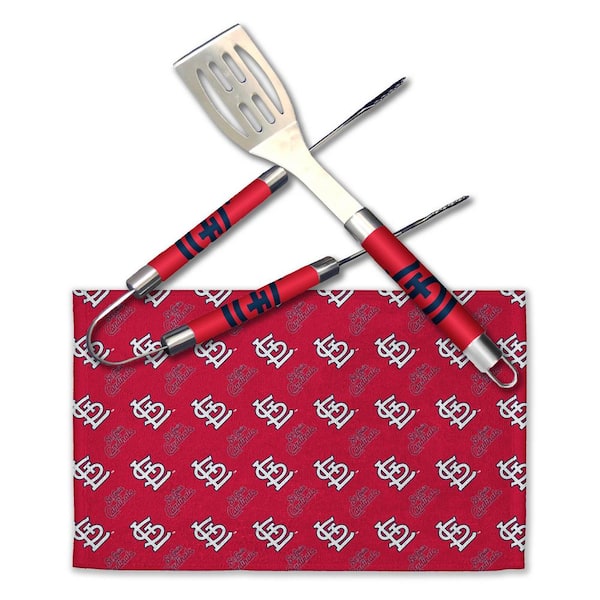 THE NORTHWEST GROUP MLB St Louis Cardinals Stainless Steel BBQ Grilling Utensil Set Outdoor Kitchen Accessories