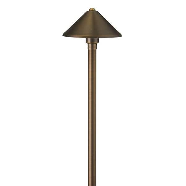Low Voltage Bronze Hardwired Brass Conehead Path Light with 3W LED Bulb & Stake