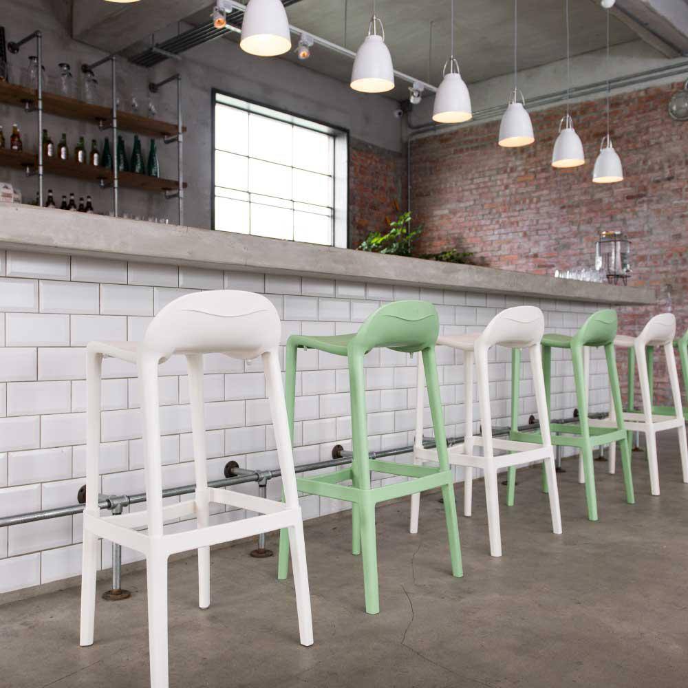 Lagoon Joyous 25" White Saddle Style Barstool, Set of 2