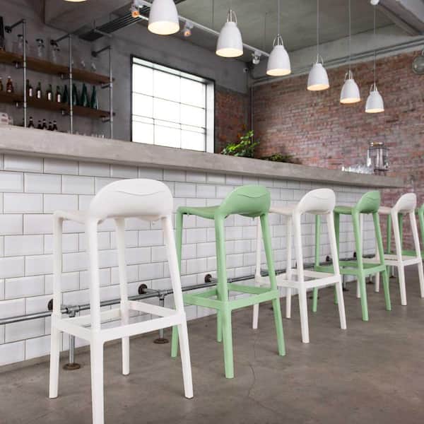 Joyous 34.30 in. White Indoor/Outdoor Barstool (Set of 2)