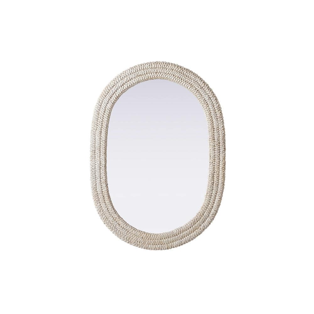 Timeless Home Linen White 30 in. W x 42 in. H Cornhusk Wall Mirror