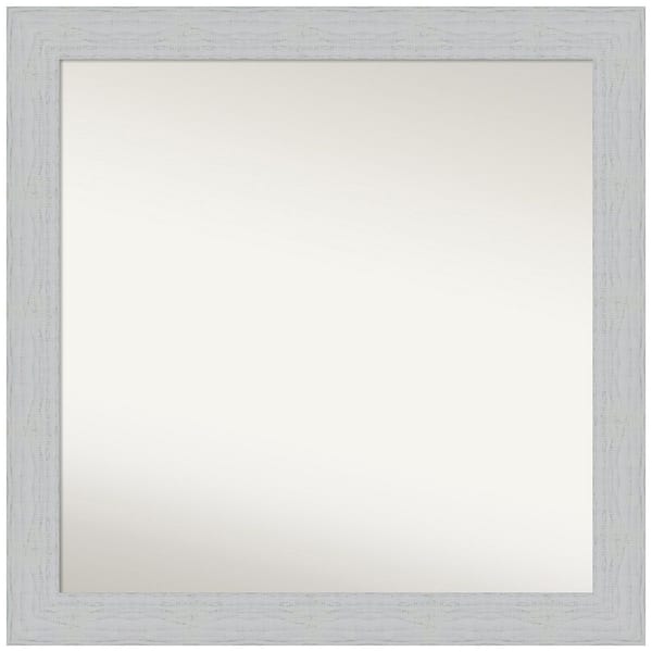 Amanti Art Shiplap White 30.25 in. x 30.25 in. Non-Beveled Rustic Square Wood Framed Wall Mirror in White