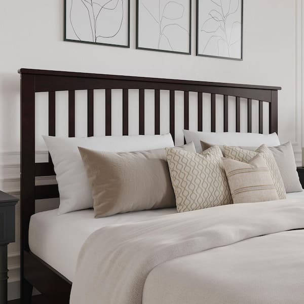 AFI Mission Espresso Dark Brown Solid Wood King Headboard with Attachable Turbo USB Device Charger