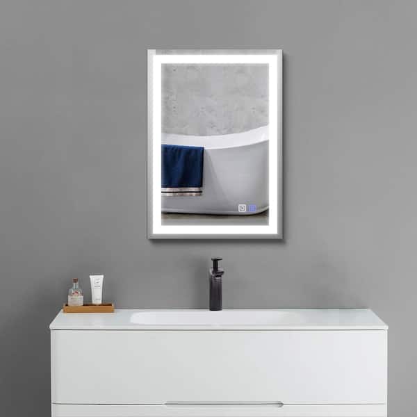 Maincraft 20 in. W x 28 in. H Rectangular Frameless LED Light Wall Mounted Bathroom Vanity Mirror in White