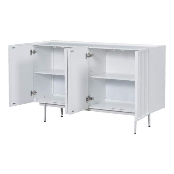 COWLOWN 55.3 in. W x 16.9 in. D x 33.8 in. H Bathroom White Linen Cabinet