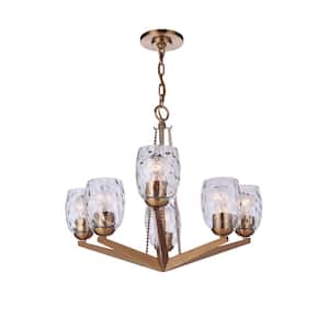 Guiding Star 6-Light Satin Brass Finish w/Water Glass Transitional Chandelier for Kitchen/Dining/Foyer No Bulb Included