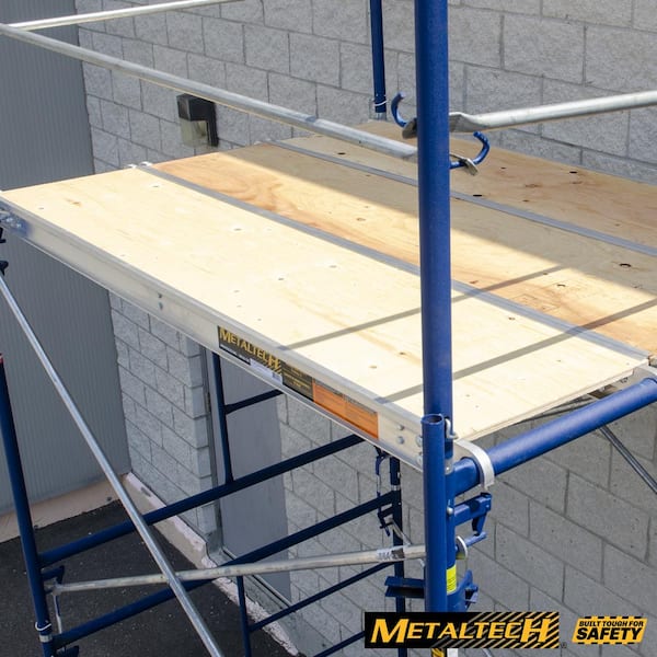 Saferstack 7ft. x 5ft. x 10ft. 2-Level Rolling Scaffold Tower Set,2-Rung Frames,Cross Braces,Platforms,Guardrail System