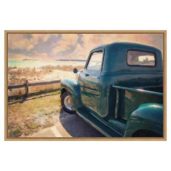 Great Ride Great View by Grafitee Studios 33 in. W x 23 in. H Canvas Wall Art Print Framed in Brown