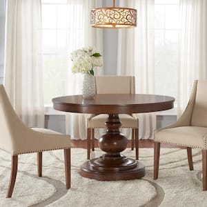 Greymont Walnut Brown Finish Round Pedestal Dining Table for 6 (47.6 in. L x 29.8 in. H)