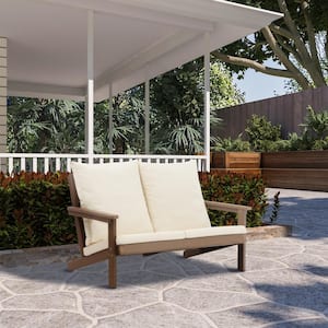 54 in. Composite Outdoor Lounge Chair with Beige Cushions