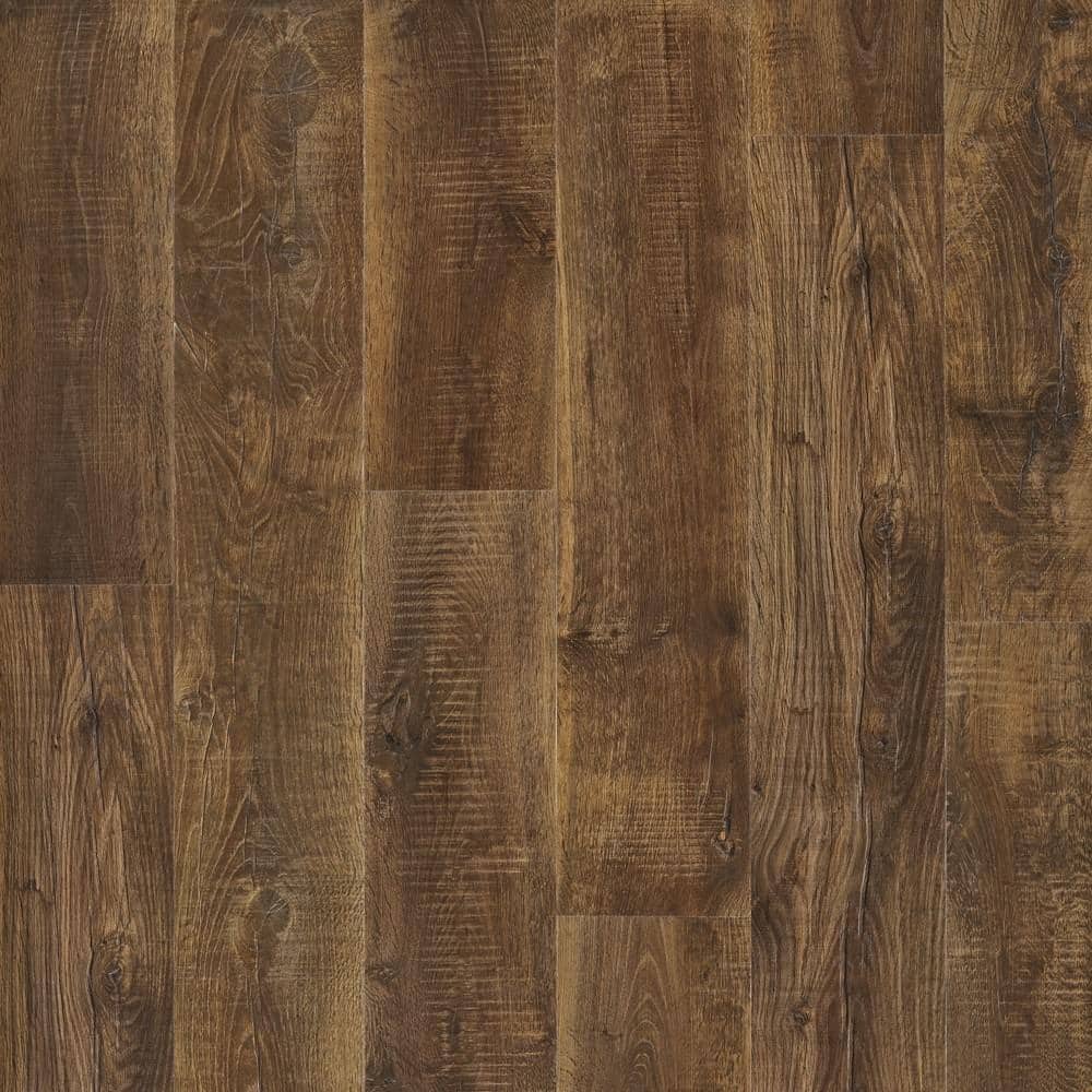 Pergo Take Home Sample- Cocoa Walters Oak Waterproof Laminate Wood Flooring - 7 in x 7 in, Dark
