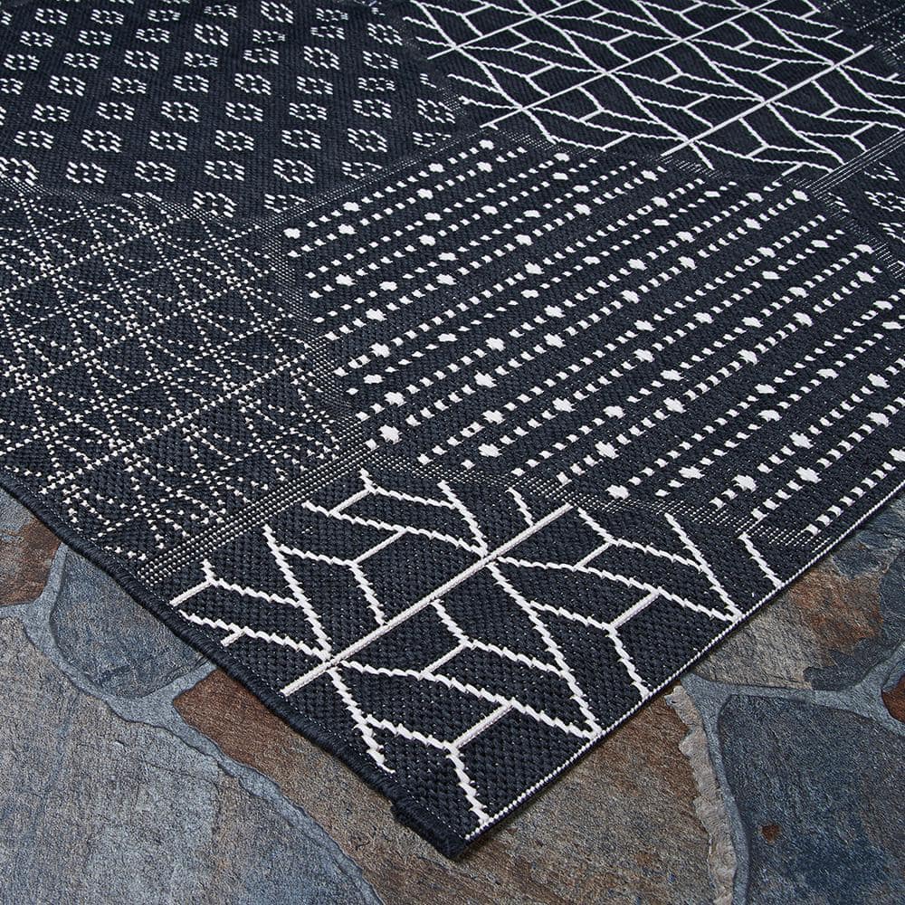 Couristan Afuera Black and Gray Synthetic Rectangular Area Rug