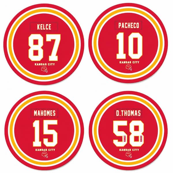 4-Piece Kansas City Football Ceramic Coasters for Drinks Absorbent Cork-Bottom Beverage Coasters Set