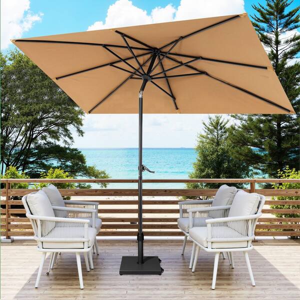 blue patio umbrella with white pole JONATHAN Y Beverly 9 ft. Designer Classic Scalloped Fringe Market Patio  Half Umbrella with Crank Tilt Button and UV Protection in Light Blue/White  with White Pole in the Patio Umbrellas department at