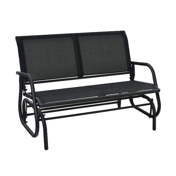 2-Person Steel Outdoor Glider Bench with Breathable Fabric and 400 lb. Capacity 48 in.