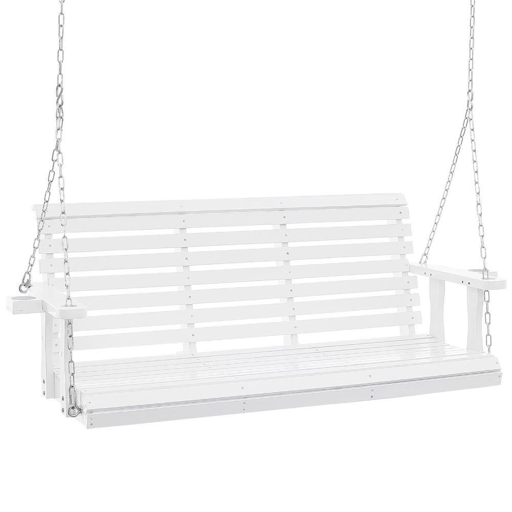 White Heavy Duty Wood Outdoor Porch Swing with Hanging Chains - Upgraded 880 lbs Strong Load Capacity price history on PriceWatchPro