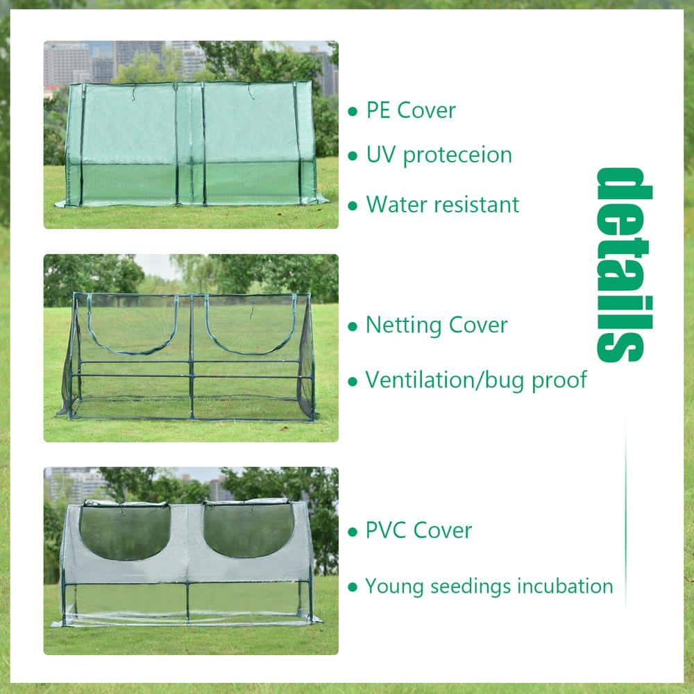 6 ft. x 3 ft. Green Mini Greenhouse with Zipper Doors