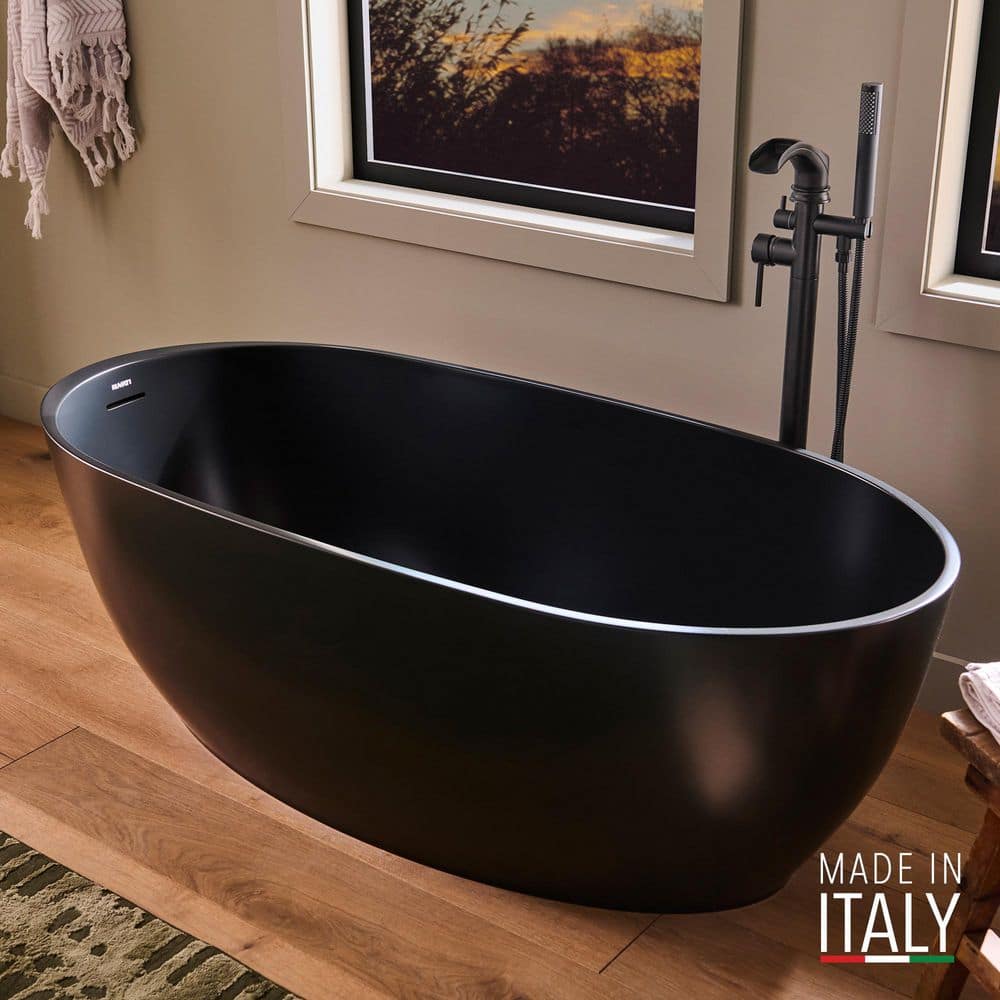 Ruvati Canali 59 in. x 27.5 in. Freestanding Soaking Oval Bathtub