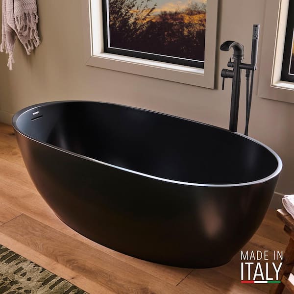 Ruvati Canali 59 in. x 27.5 in. Freestanding Soaking Oval Bathtub
