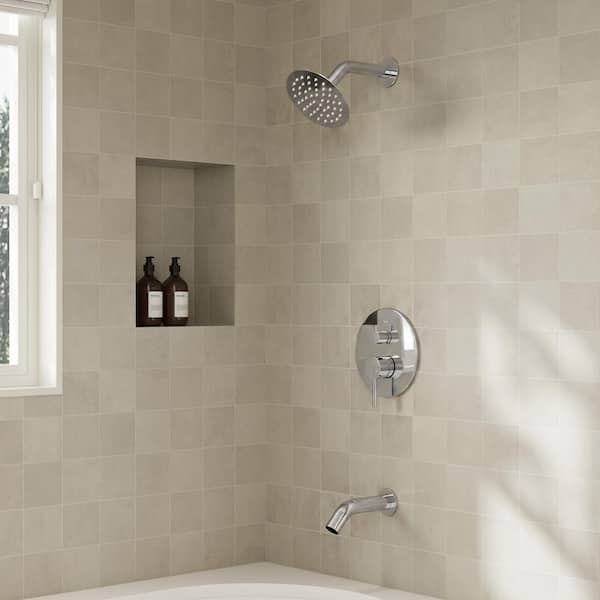 2-Spray 1.8 GPM 6 in. Wall Mount Dual Fixed and Handheld Shower Head in Chrome