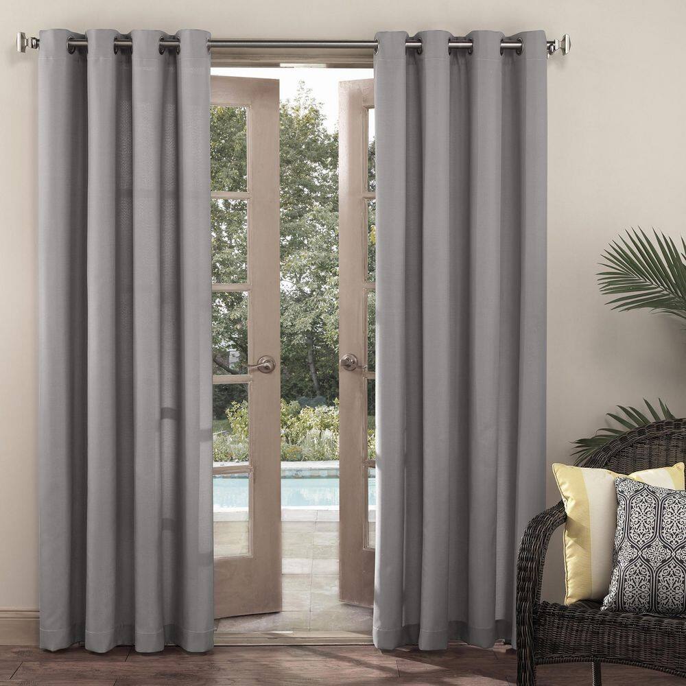 Gray Polyester Room-Darkening Grommet Curtain Panel 54" x 95"