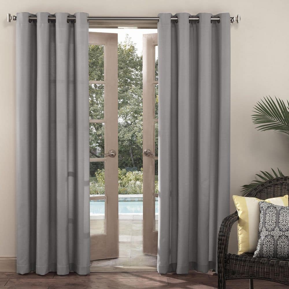 Gray Polyester Room-Darkening Grommet Curtain Panel 54" x 95"