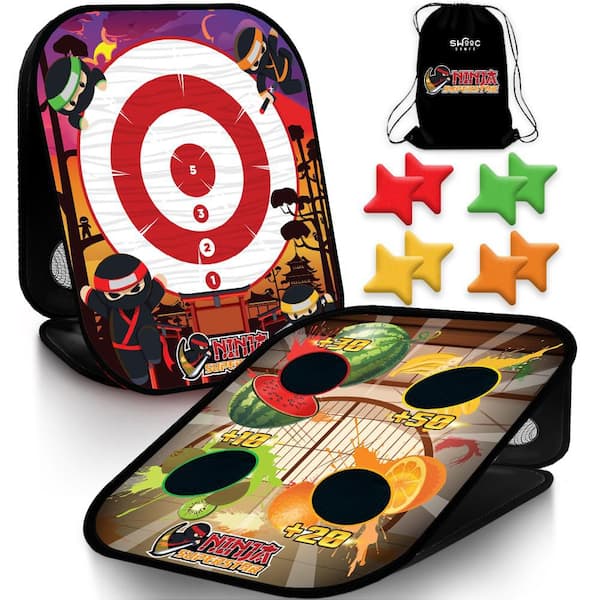 SWOOC Ninja Superstar 2-in-1 Corn Hole Games for Kids 5-Second Setup Ninja Kids Toys Bean Bag Toss Game for Kids