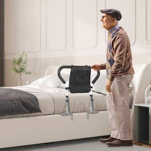 Bed Assist Rail 90° Foldable 300 lbs. Load Bed Side Rail 2-Level Height with Storage Pocket Elderly Adult Patient Care