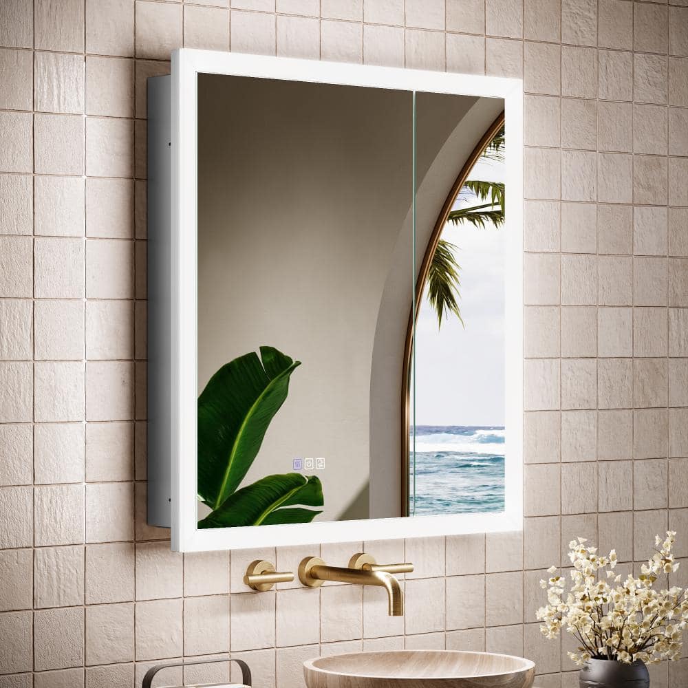 32 in. W x 30 in. H Rectangular Aluminum LED Light Recessed/Surface Medicine Cabinet with Mirror price history on PriceWatchPro