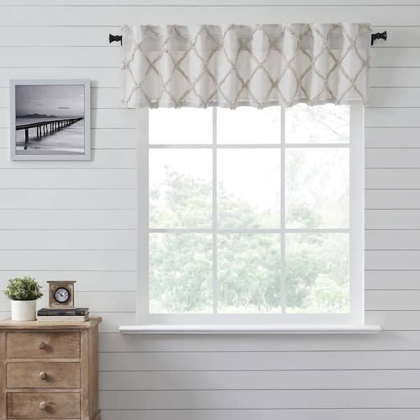 VHC BRANDS Frayed Lattice 72 in. L x 16 in. W Cotton Valance in Oatmeal
