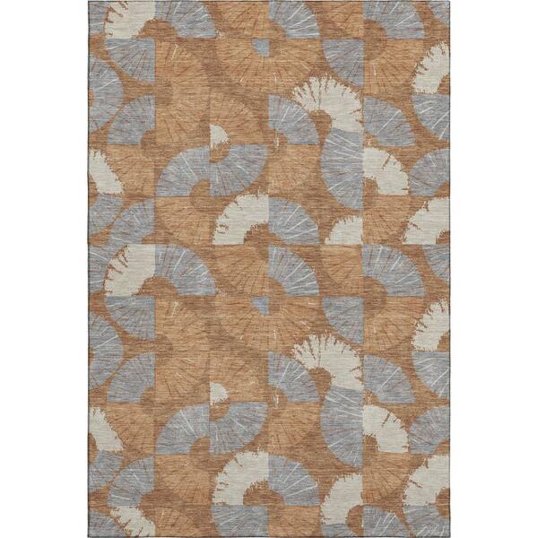 Mayfield Premium Machine Washable Abstract AMF2462 Paprika 5 ft. x 7 ft. 6 in. Area Rug
