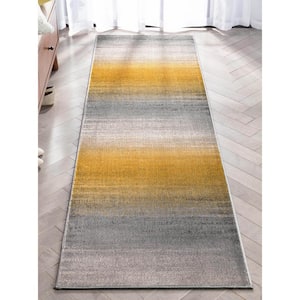Barclay Yaren Modern Abstract Ombre Yellow 2 ft. 3 in. x 7 ft. 3 in. Runner Area Rug