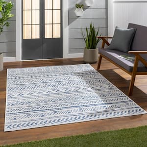 Eartha Blue/White 10 ft. x 14 ft. Indoor/Outdoor Area Rug