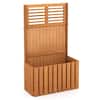 Costway Nature Teak Color Wooden Outdoor Raised Garden Bed with Trellis and Planter Box Privacy Screen HCST03502