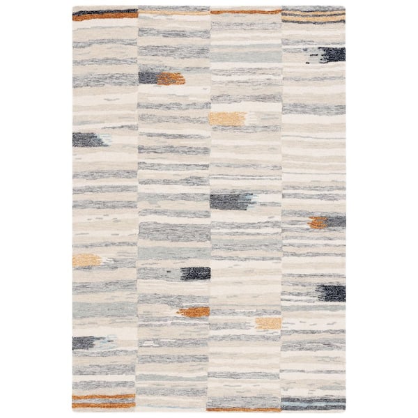 Ebony 4 ft. x 6 ft. Ivory/Gray Modern Abstract Area Rug