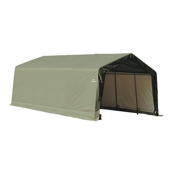 ShelterLogic 13 ft. W x 20 ft. D x 10 ft. H Steel and Polyethylene Garage without Floor in Green with Corrosion-Resistant Frame
