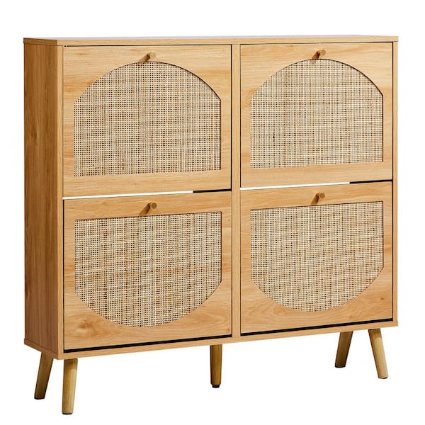 38.59 in. H x 41.34 in. W Oak MDF Shoe Storage Cabinet