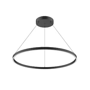 Cerchio 36 in. 1 Light 78-Watt Black Integrated LED Pendant Light