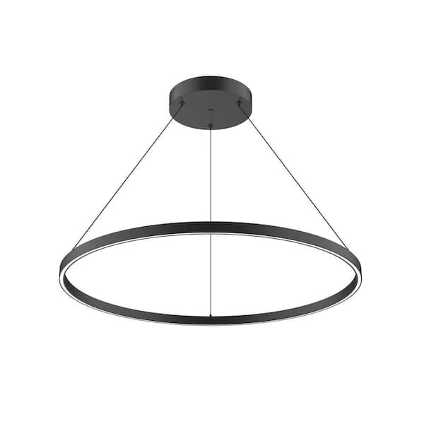KUZCO Cerchio 36 in. 1 Light 78-Watt Black Integrated LED Pendant Light