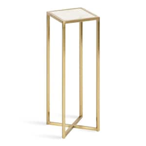 Jaspur 6.89 in. D Gold 21.02 in. H Square Marble End Table