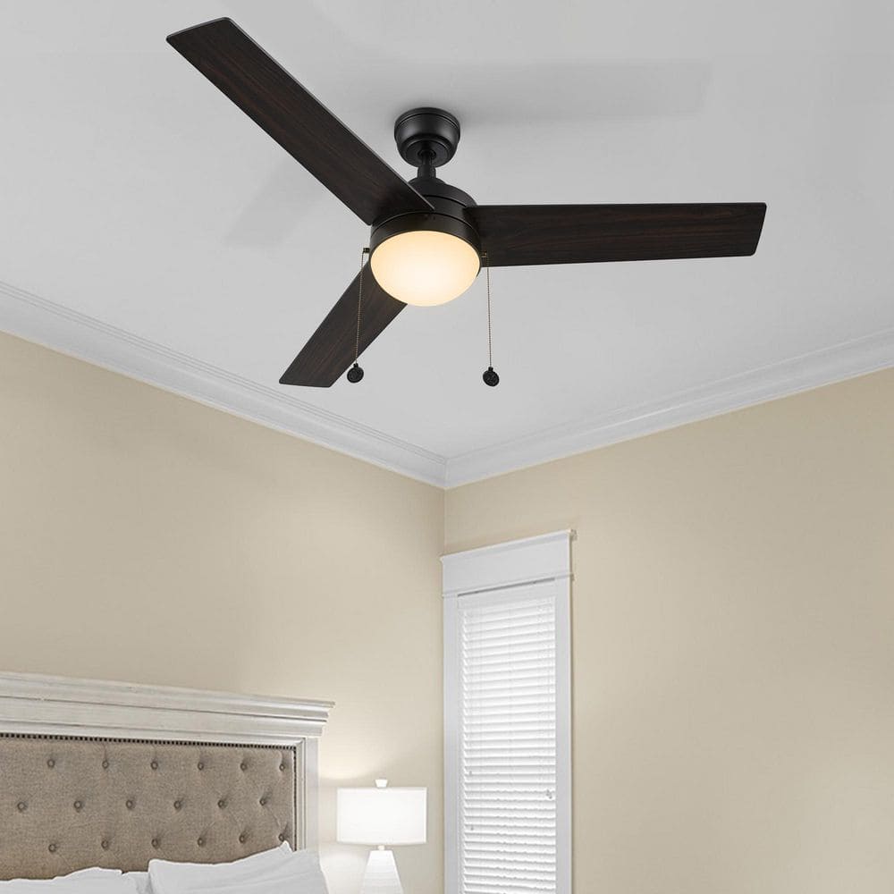 Terrassa 52 in. Indoor Matte Black Downrod Standard 3-Speed DC Ceiling Fan with Dimmable LED and Pull Chain price history on PriceWatchPro