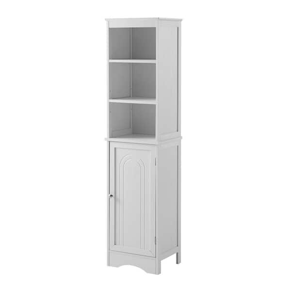 aisword White Tall Bathroom Cabinet, Freestanding Storage Cabinet with ...