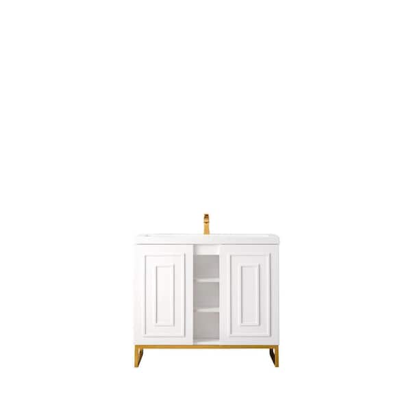 Alicante' 39.4 in. W x 15.6 in. D x 35.5 in. H Bathroom Vanity in Glossy White with White Glossy Top